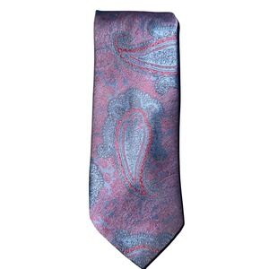 Camden Court Mens Paisley Silk Blend Tie Blue Burgundy Pink Jacquard Necktie
